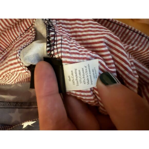 Betabrand Mens Patriotic American Star Print Chino Pants Navy Blue 34 X 32 - Picture 3 of 3